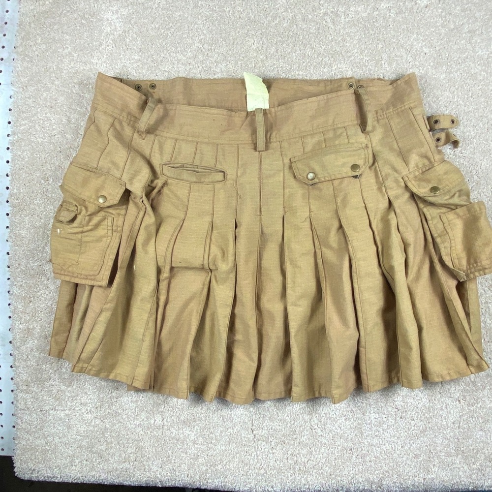 UT Kilts Mens Khaki Poly Cotton Utility Cargo Kilt Size 50 Ripstop Tan